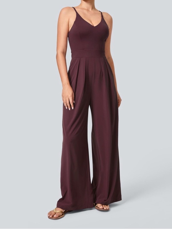 HALARA Pants - Halara Breezeful Side Zip Wide Leg Quick Dry Jumpsuit Amaranth Burgundy Medium